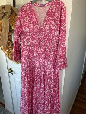 J. McLaughlin | Cunningham Linen Maxi Dress Pink Floral Print Size XS EUC